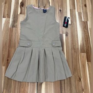 Limited Too Girls Tan Pleated Jumper Dress Size 5 | Early 2000s Schoolgirl